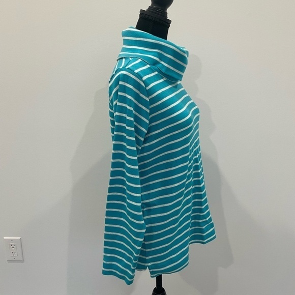 L.L Bean Women’s Stripped Cotton Turtleneck - Picture 2 of 6